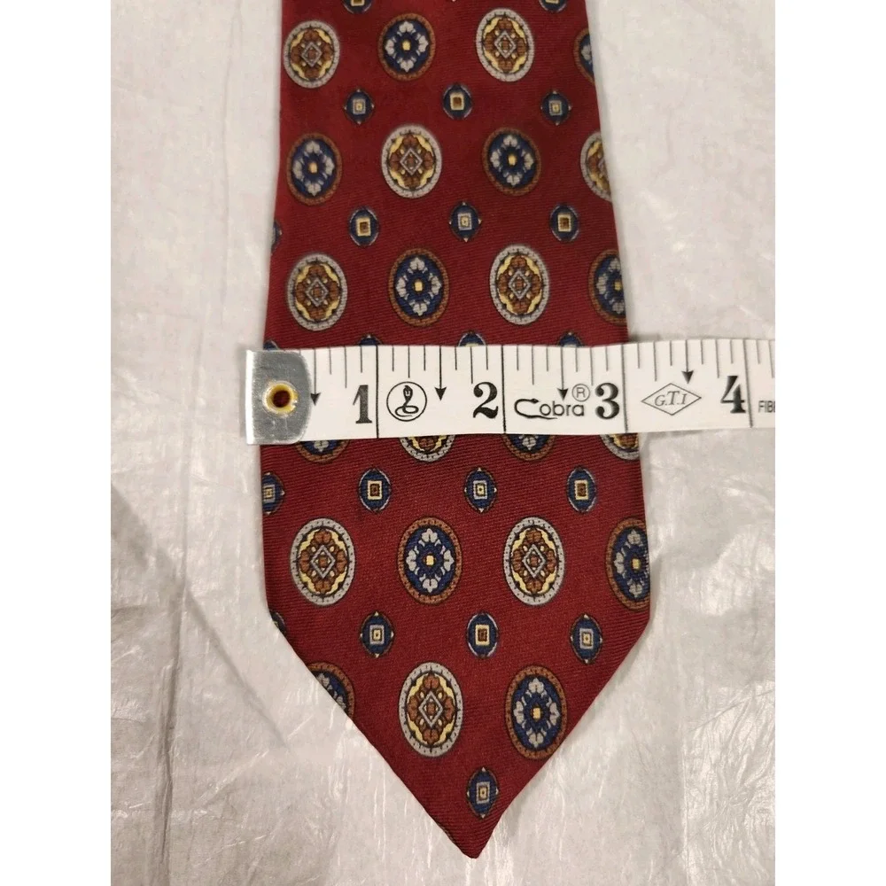 Oscar De La Renta Tie Men's Couture Red Medallion Gold 59